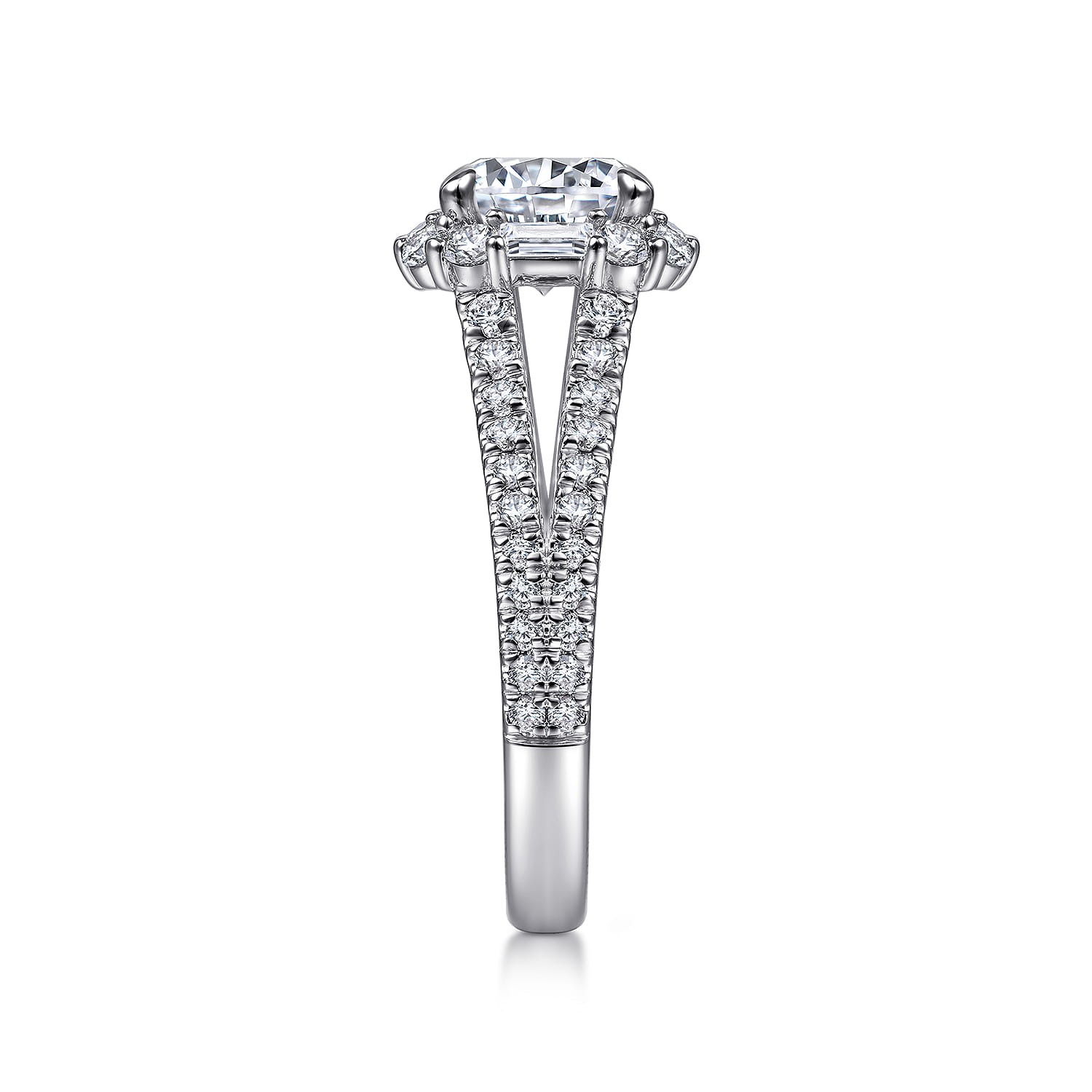 Round Halo Diamond Engagement Ring in 14K White Gold, photograph 5