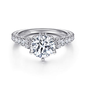 Prism - Vintage Inspired 18K White Gold Round Diamond Engagement Ring