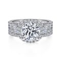 Zyra - 14K White Gold Cushion Halo Round Diamond Channel Set Engagement Ring