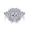 Brocade - 14K White Gold Cushion Double Halo Diamond Engagement Ring
