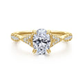 Unica - 14K Yellow Gold Split Shank Oval Diamond Engagement Ring