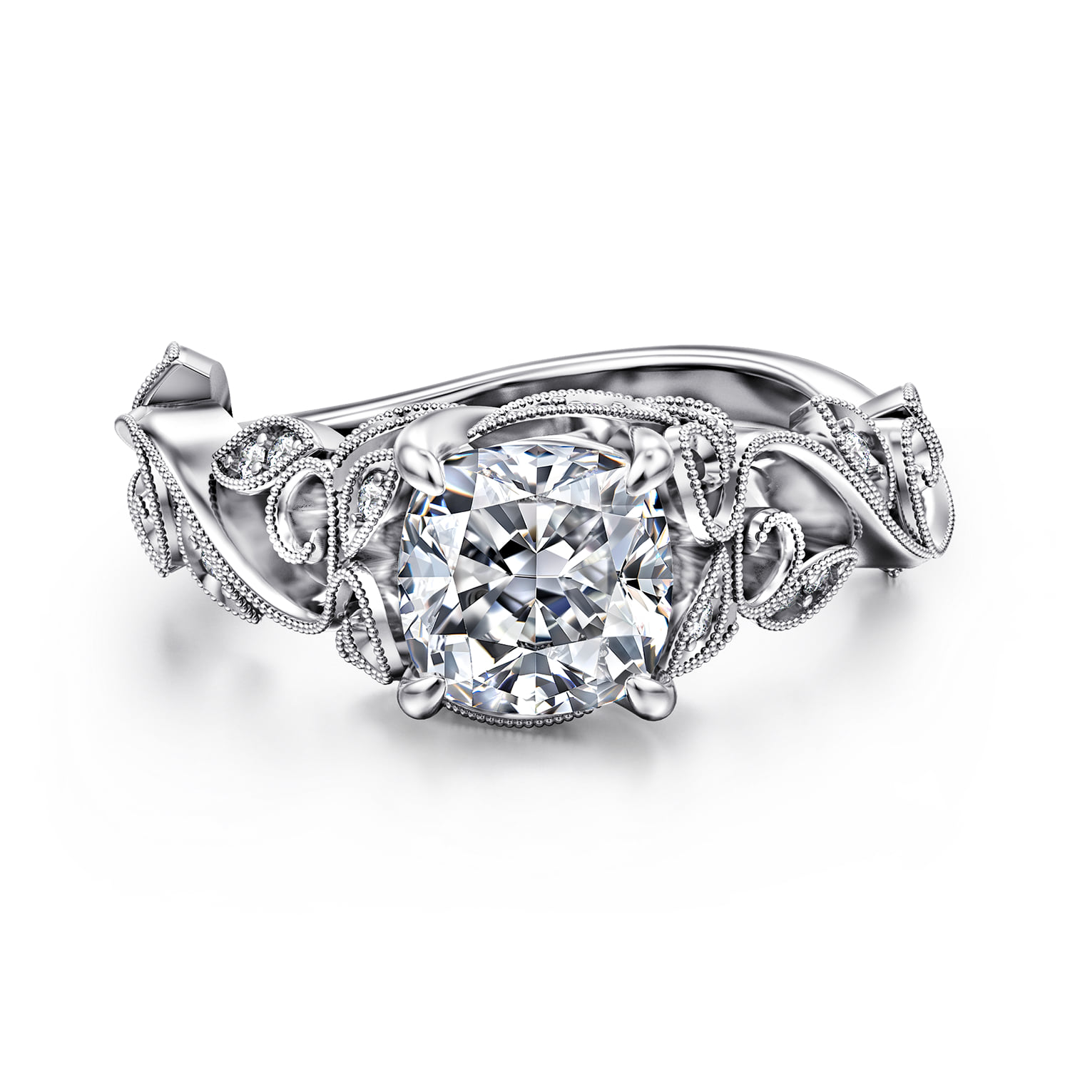 Floral Diamond Engagement Ring