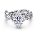 Martedi - 14K White Gold Floral Marquise Shape Diamond Engagement Ring