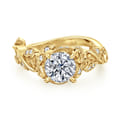 Martedi - 14K Yellow Gold Floral Round Diamond Engagement Ring
