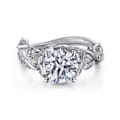 Martedi - 14K White Gold Floral Round Diamond Engagement Ring