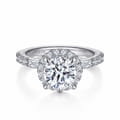 Luce - 14K White Gold Round Halo Diamond Channel Set Engagement Ring
