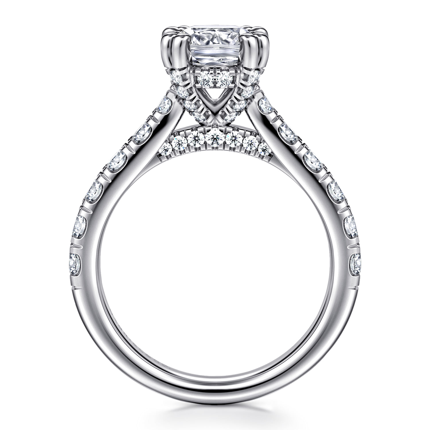 Cushion Diamond Engagement Ring in 14K White Gold, photograph 2