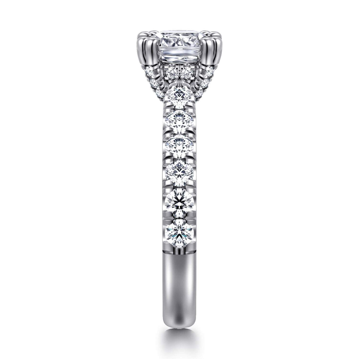 Cushion Diamond Engagement Ring in 14K White Gold, photograph 4