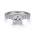 Sarita - 14K White Gold Cushion Cut Diamond Engagement Ring