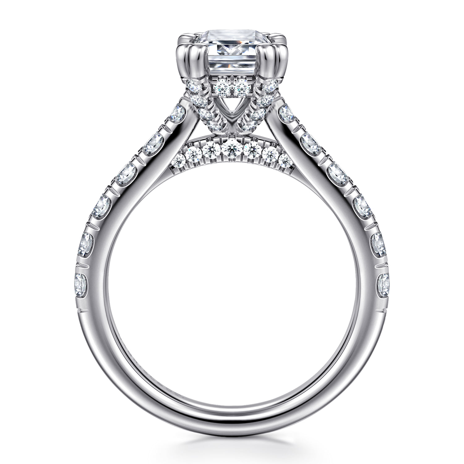 Emerald Diamond Engagement Ring in 14K White Gold, photograph 2