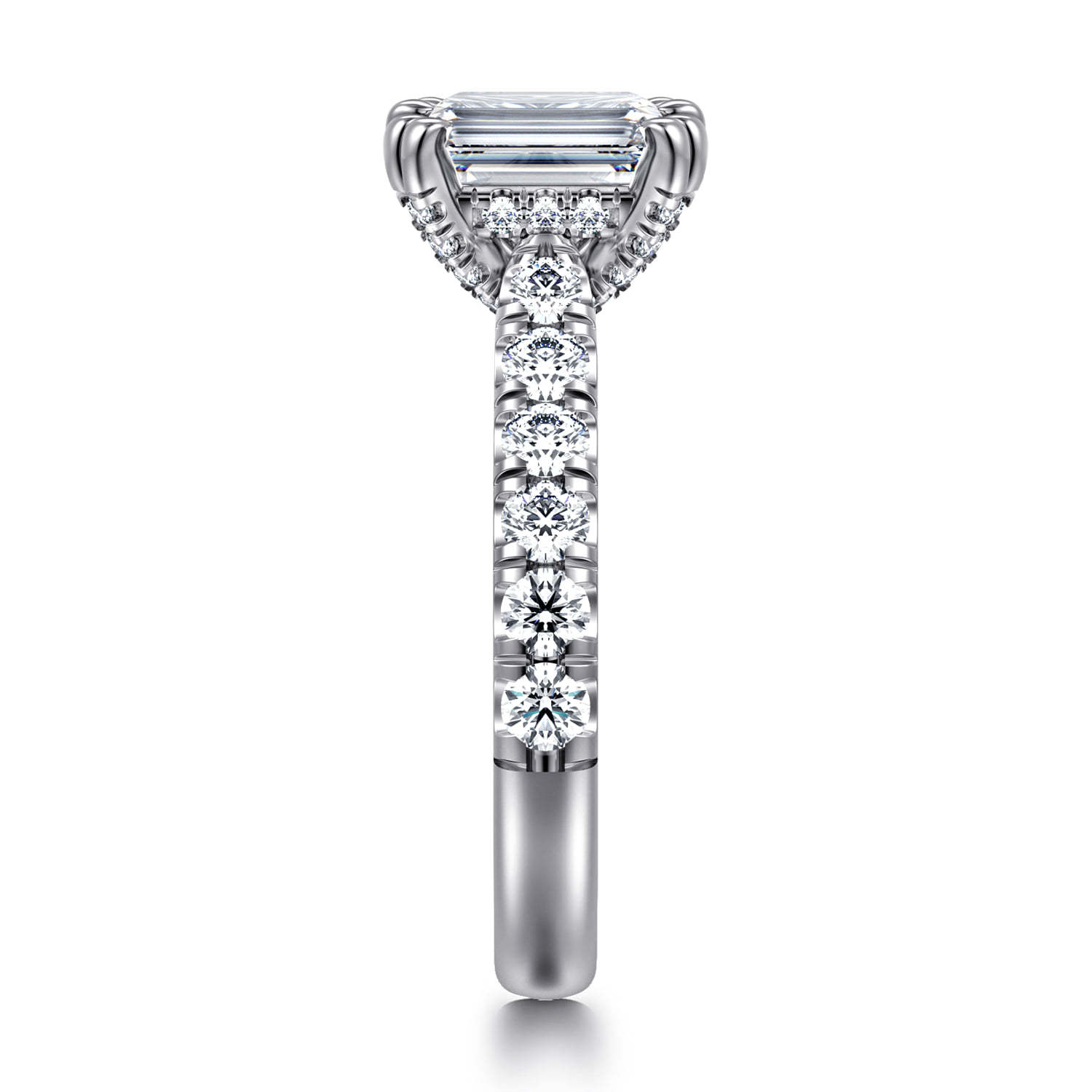Emerald Diamond Engagement Ring in 14K White Gold, photograph 4