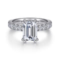 Sarita - 14K White Gold Emerald Cut Diamond Engagement Ring
