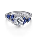 Wenn - 14K White Gold Bypass Round Sapphire and Diamond Engagement Ring