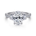 Wilda - 18K White Gold Oval Three Stone Diamond Engagement Ring