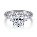Yasmine - 14K White Gold Oval Three Stone Diamond Engagement Ring