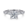 Senia - Vintage Inspired 14K White Gold Round Diamond Engagement Ring
