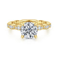 Senia - Vintage Inspired 14K Yellow Gold Round Diamond Engagement Ring