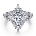 Ulla - 14K White Gold Marquise Shape Halo Diamond Engagement Ring