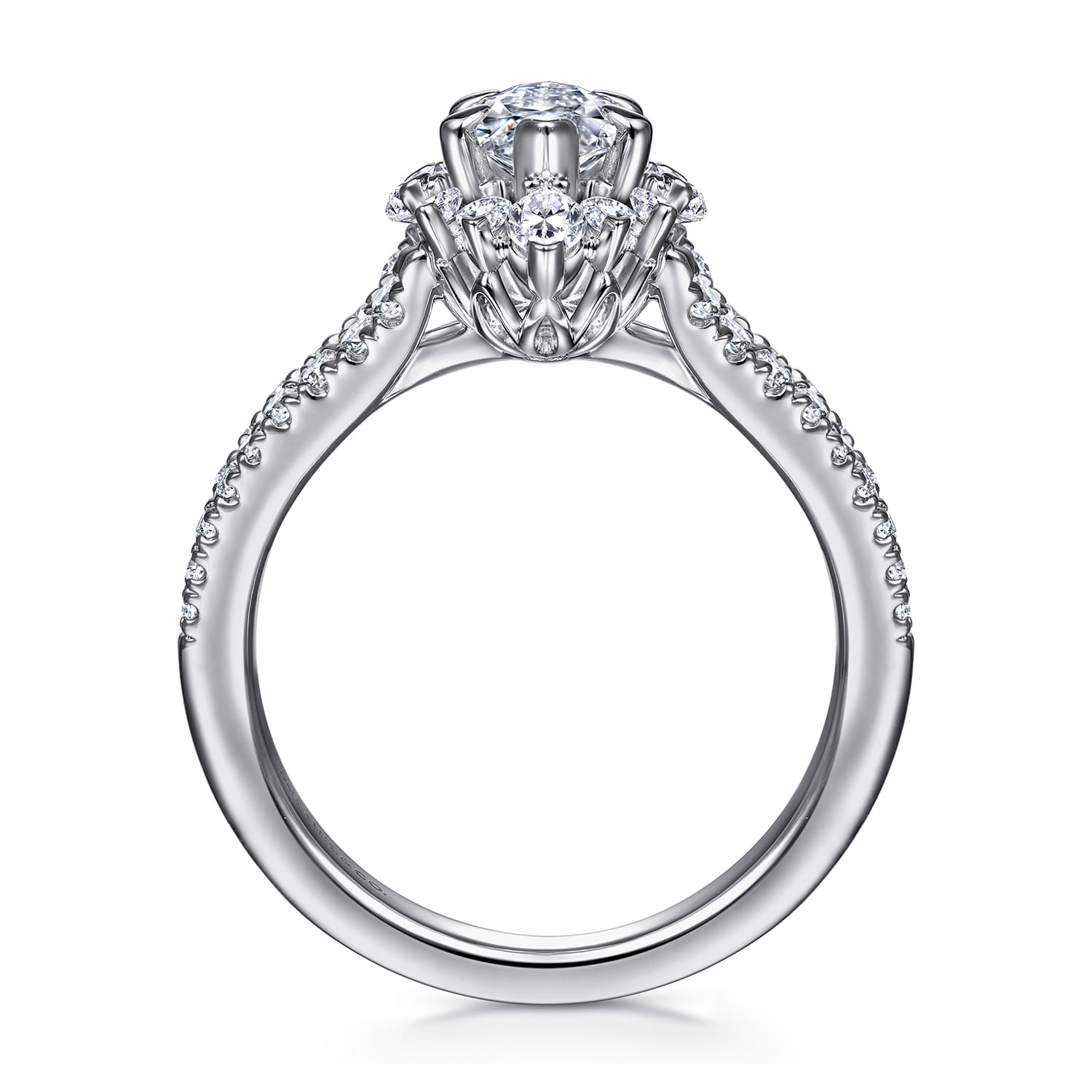 Marquise Halo Diamond Engagement Ring in 14K White Gold, photograph 2
