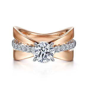 Umberta - 14K White-Rose Gold Split Shank Round Diamond Engagement Ring