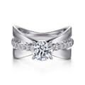 Umberta - 14K White Gold Split Shank Round Diamond Engagement Ring