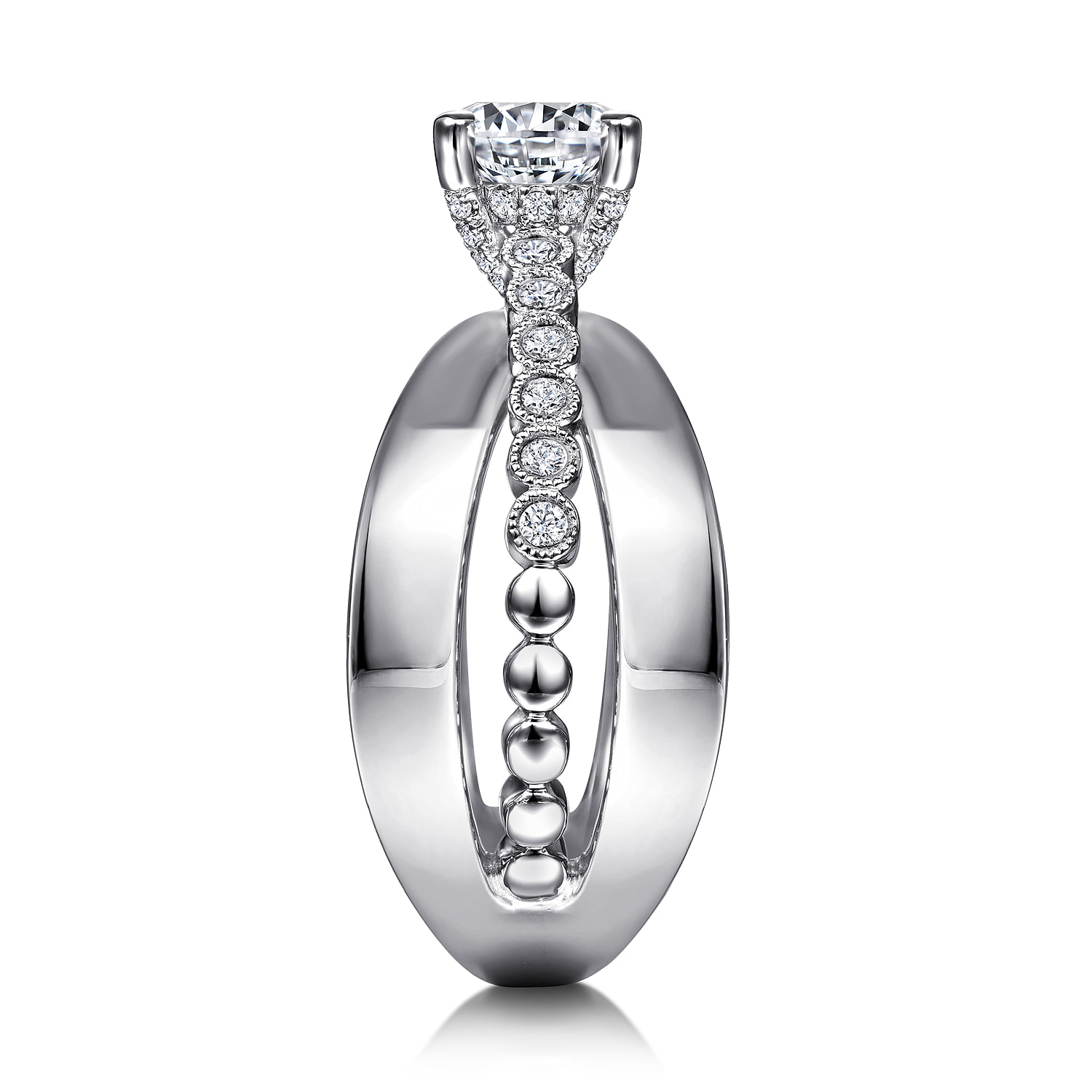 Round Split Foundation Diamond Engagement Ring in 14K White Gold, photograph 5