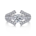 Darmy - 14K White Gold Split Shank Round Diamond Engagement Ring
