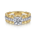 Famke - 14K White-Yellow Gold Split Shank Round Diamond Engagement Ring