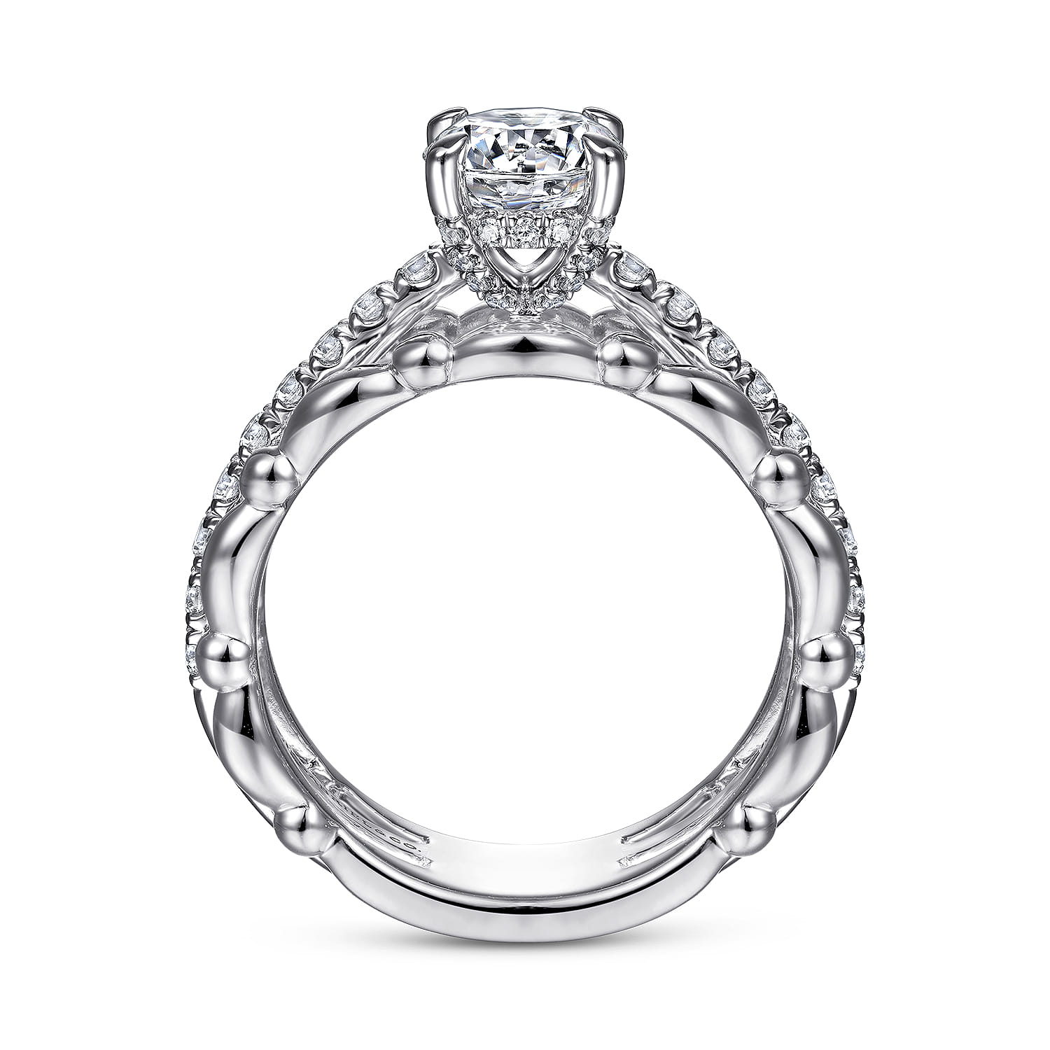 Round Split Foundation Diamond Engagement Ring in 14K White Gold, photograph 2