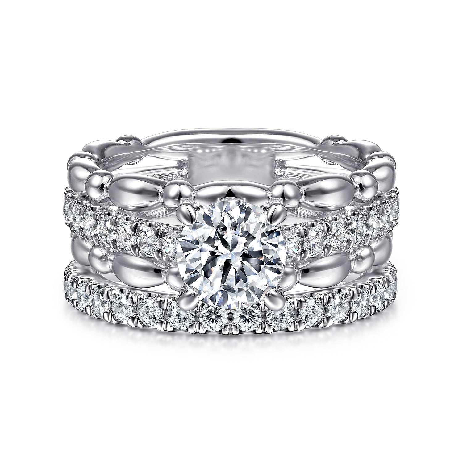 Round Split Foundation Diamond Engagement Ring in 14K White Gold, photograph 4