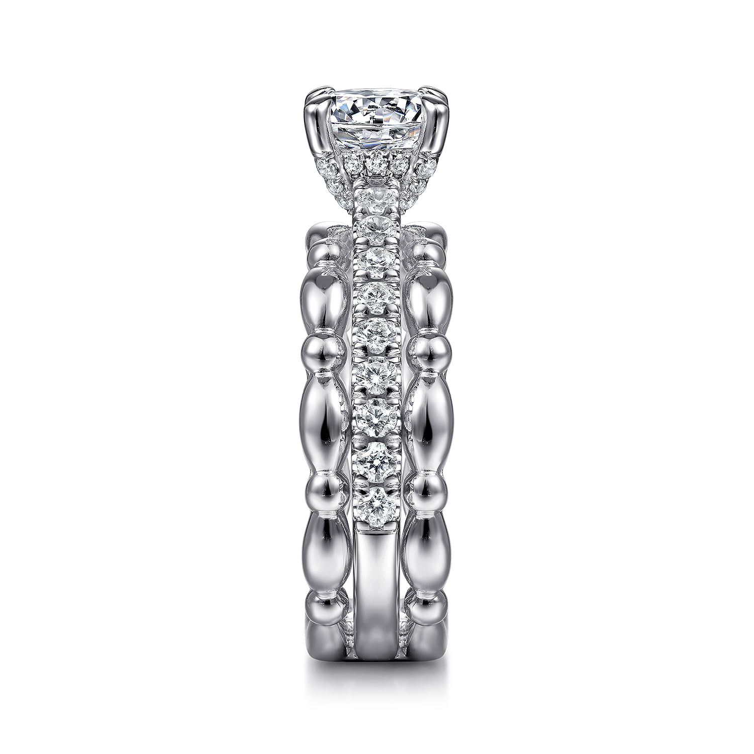 Round Split Foundation Diamond Engagement Ring in 14K White Gold, photograph 5