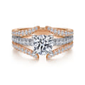 Riola - 14K White-Rose Gold Split Shank Round Diamond Engagement Ring