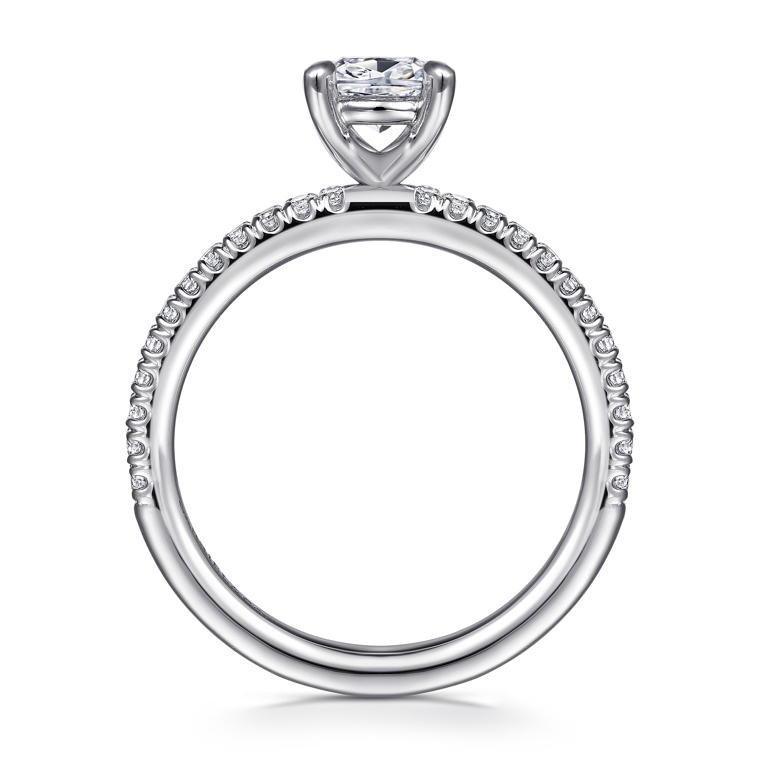 Cushion Diamond Engagement Ring in 14K White Gold, photograph 2