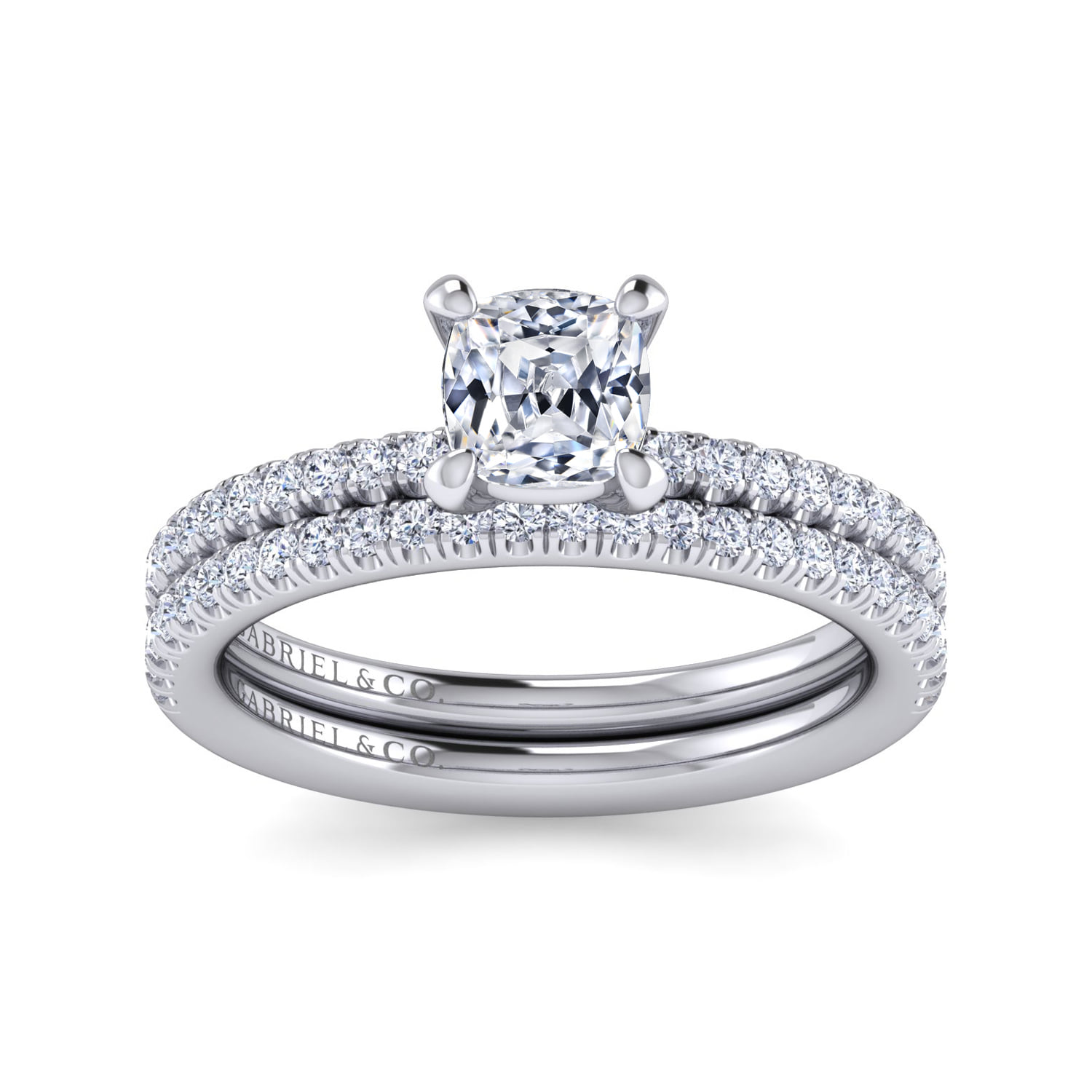 Cushion Diamond Engagement Ring in 14K White Gold, photograph 4