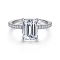 Evelyn - 14K White Gold Emerald Cut Diamond Engagement Ring