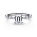 Evelyn - 14K White Gold Emerald Cut Diamond Engagement Ring