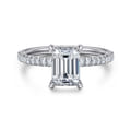 Evelyn - 14K White Gold Emerald Cut Diamond Engagement Ring