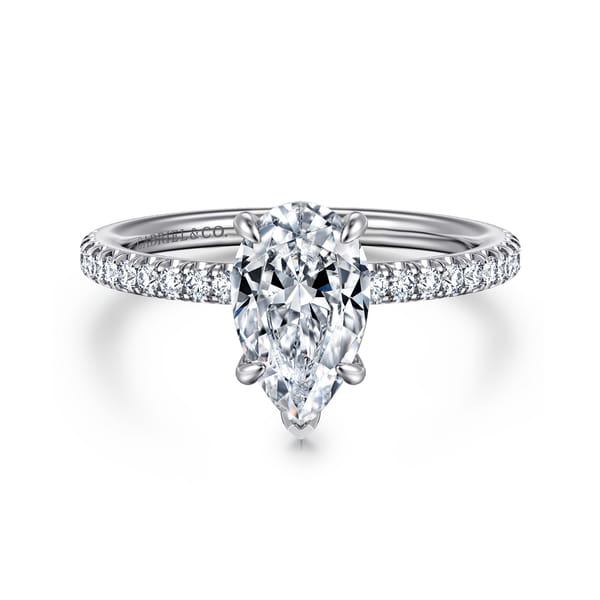 14K White Gold Pear Shape Diamond Engagement Ring