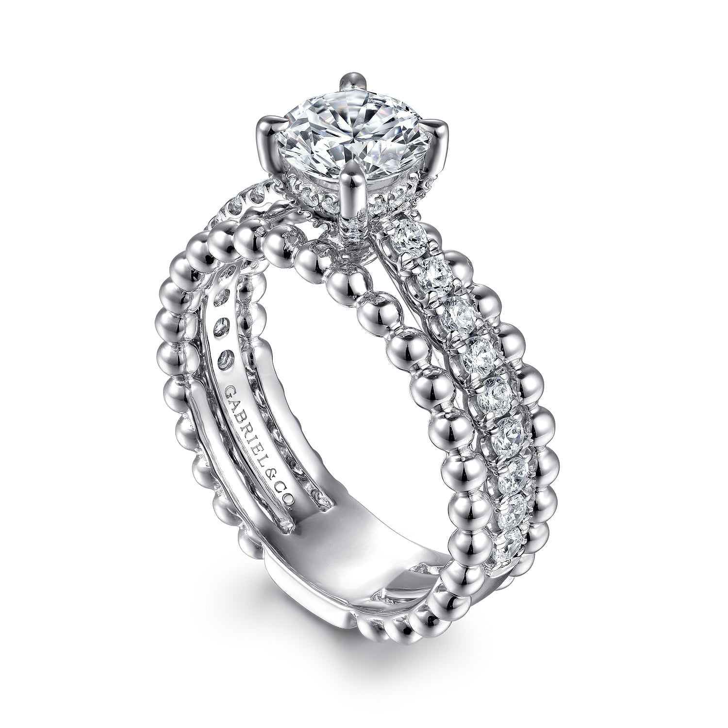 Round Diamond Engagement Ring in 14K White Gold, photograph 3