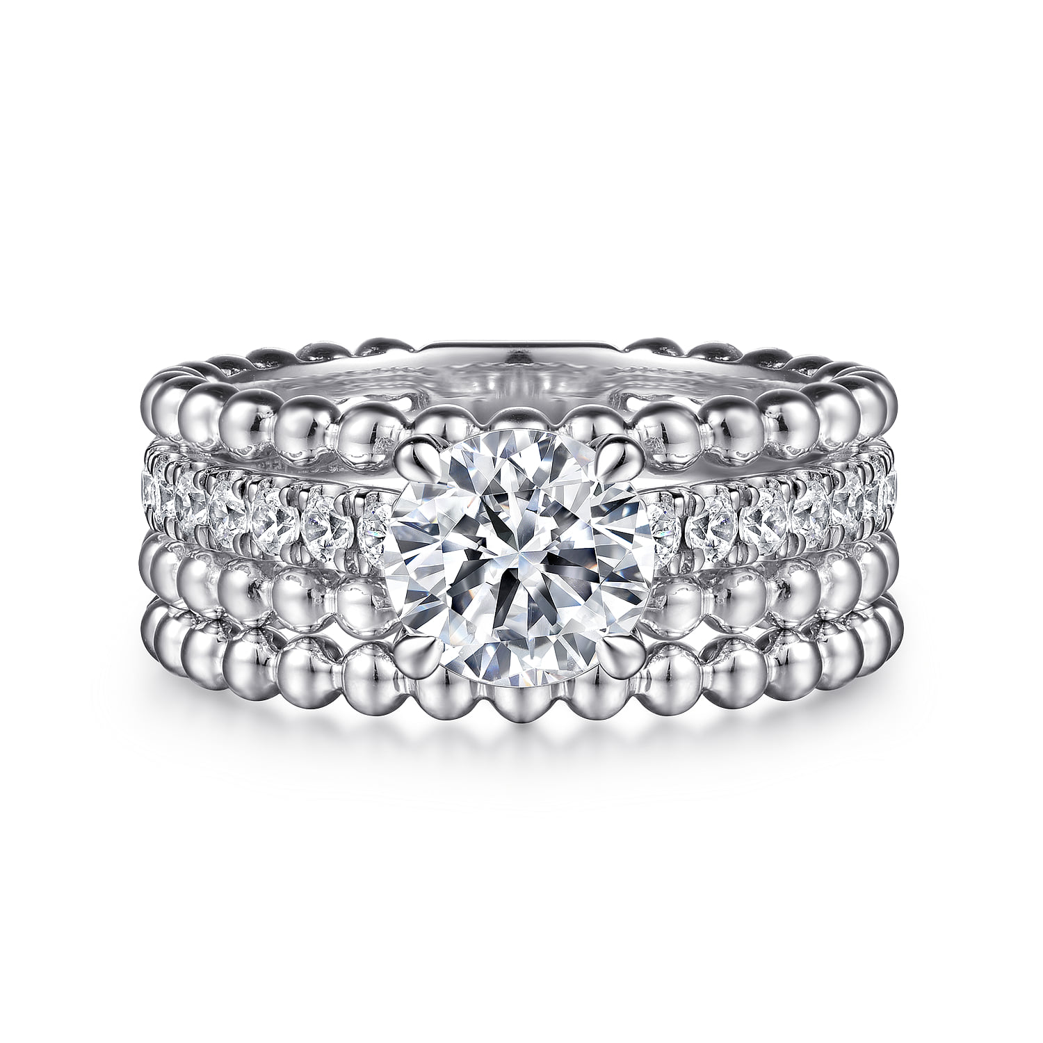 Round Diamond Engagement Ring in 14K White Gold, photograph 4
