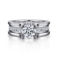 Dulcette - 14K White Gold Wide Band Round Diamond Channel Set Engagement Ring
