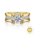 Dulcette - 14K Yellow Gold Wide Band Round Diamond Engagement Ring
