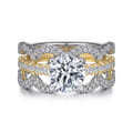 Edie - 14K White-Yellow Gold Round Diamond Engagement Ring