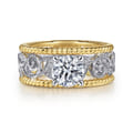 Galia - 14K White-Yellow Gold Round Diamond Engagement Ring