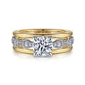 Halette - 14K White-Yellow Gold Round Diamond Engagement Ring