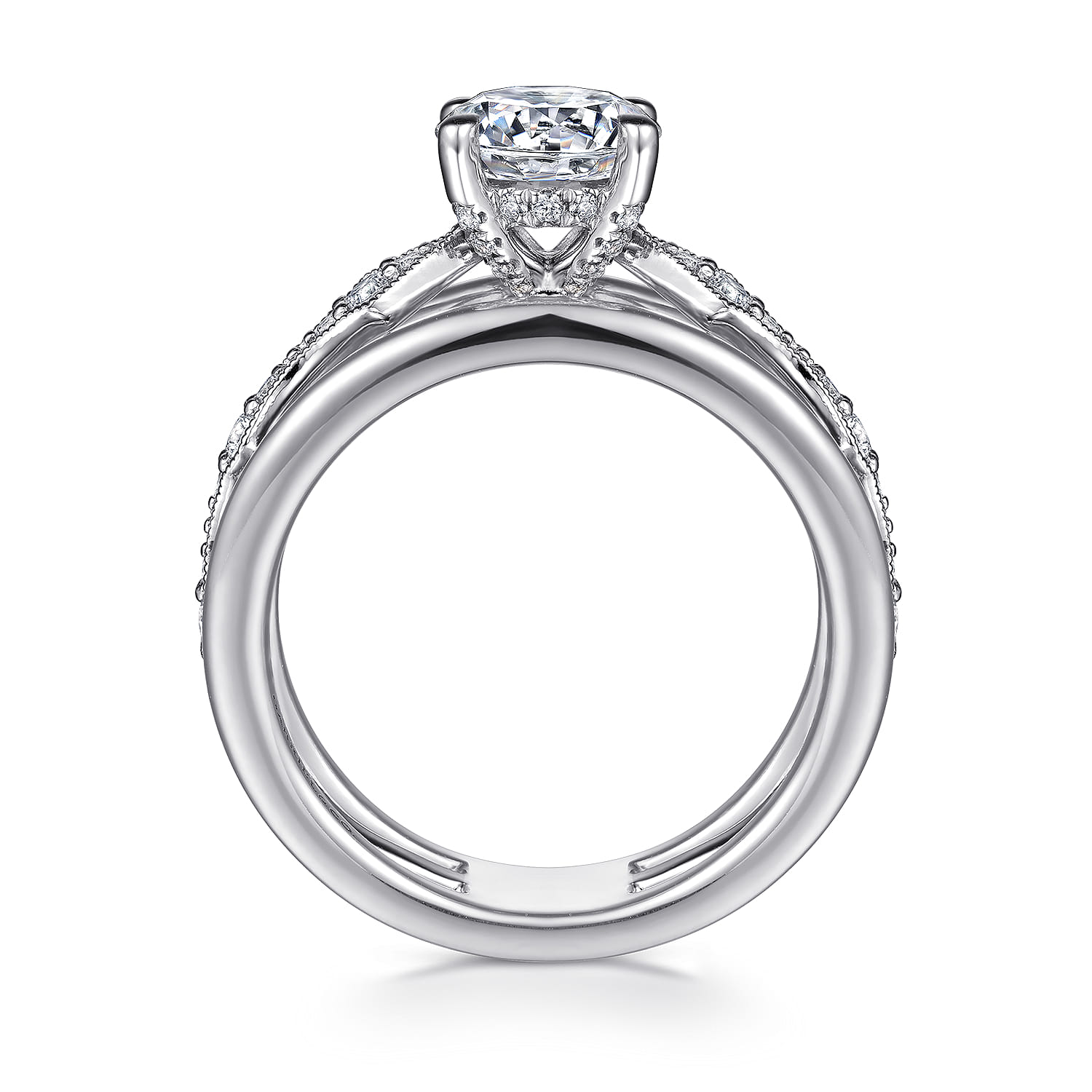 Round Diamond Engagement Ring in 14K White Gold, photograph 2