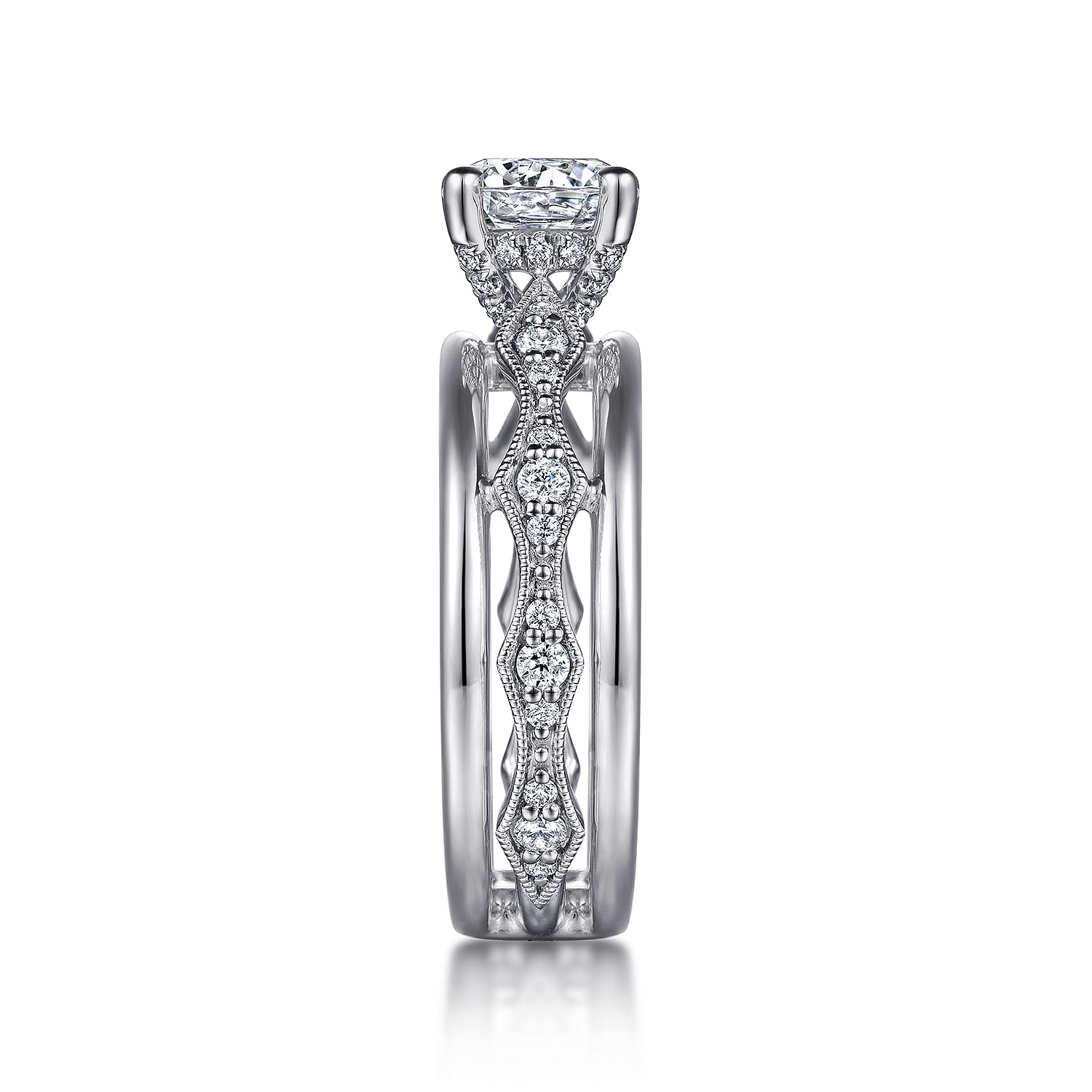 Round Diamond Engagement Ring in 14K White Gold, photograph 5