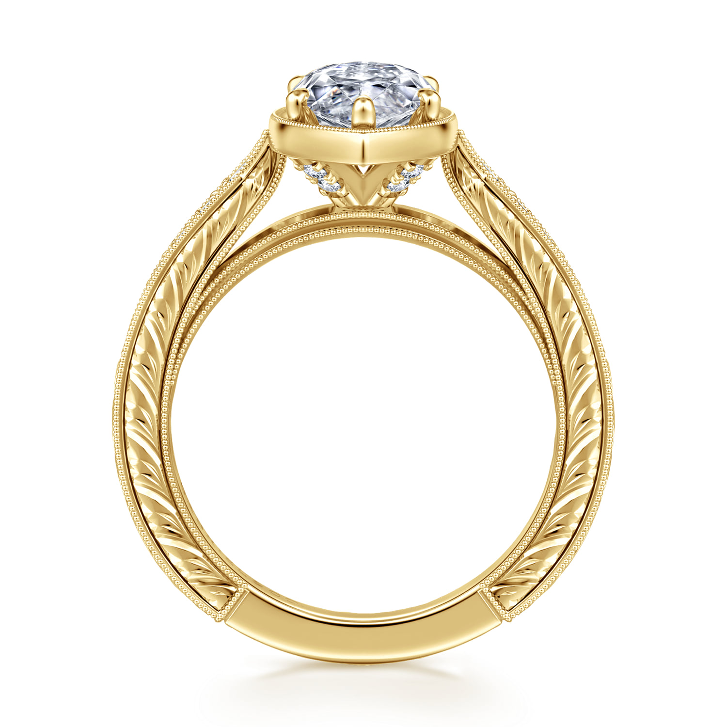 Marquise Diamond Engagement Ring in 14K Yellow Gold, photograph 2
