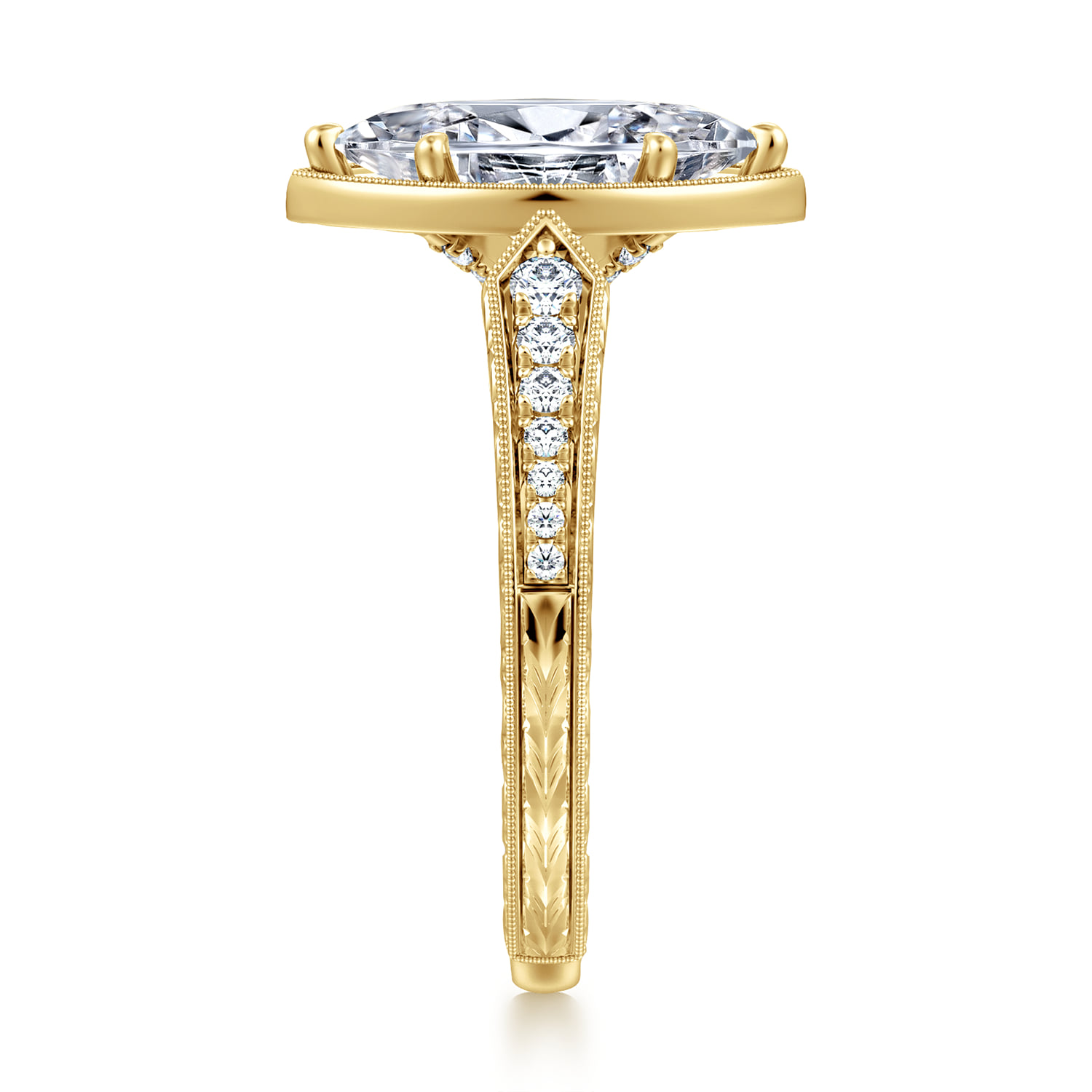 Marquise Diamond Engagement Ring in 14K Yellow Gold, photograph 4