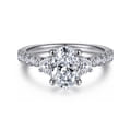 Isabel - 14K White Gold Oval Three Stone Diamond Engagement Ring